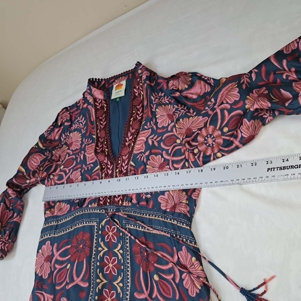 Farm Rio Seashell Tapestry Printed 3/4-Sleeve Maxi Dress Size XS - Picture 11 of 14